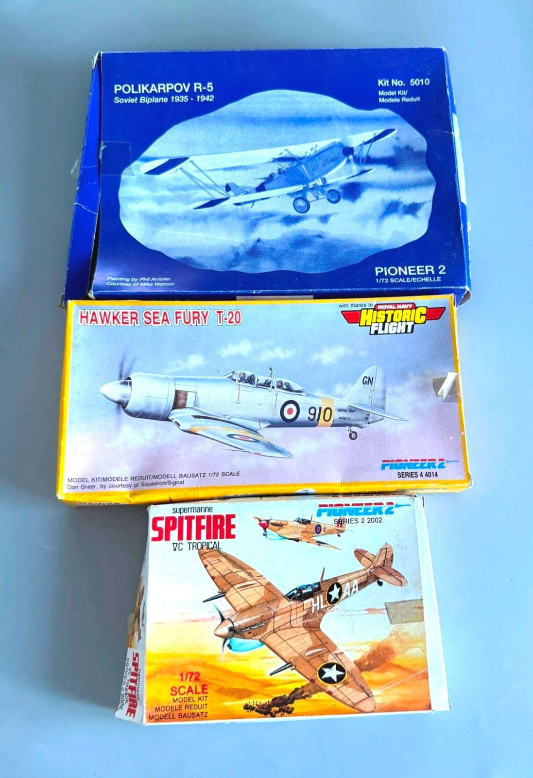 Lot of 3 Vintage Aircraft Model Kits 1/72 scale Pioneer 2