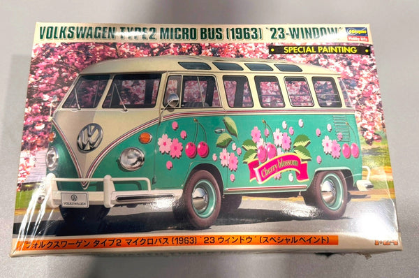 HASEGAWA. VOLKSWAGEN TYPE2 MICRO BUS (1963) '23 WINDOW. 1/24 SCALE. ITEM 21247.
