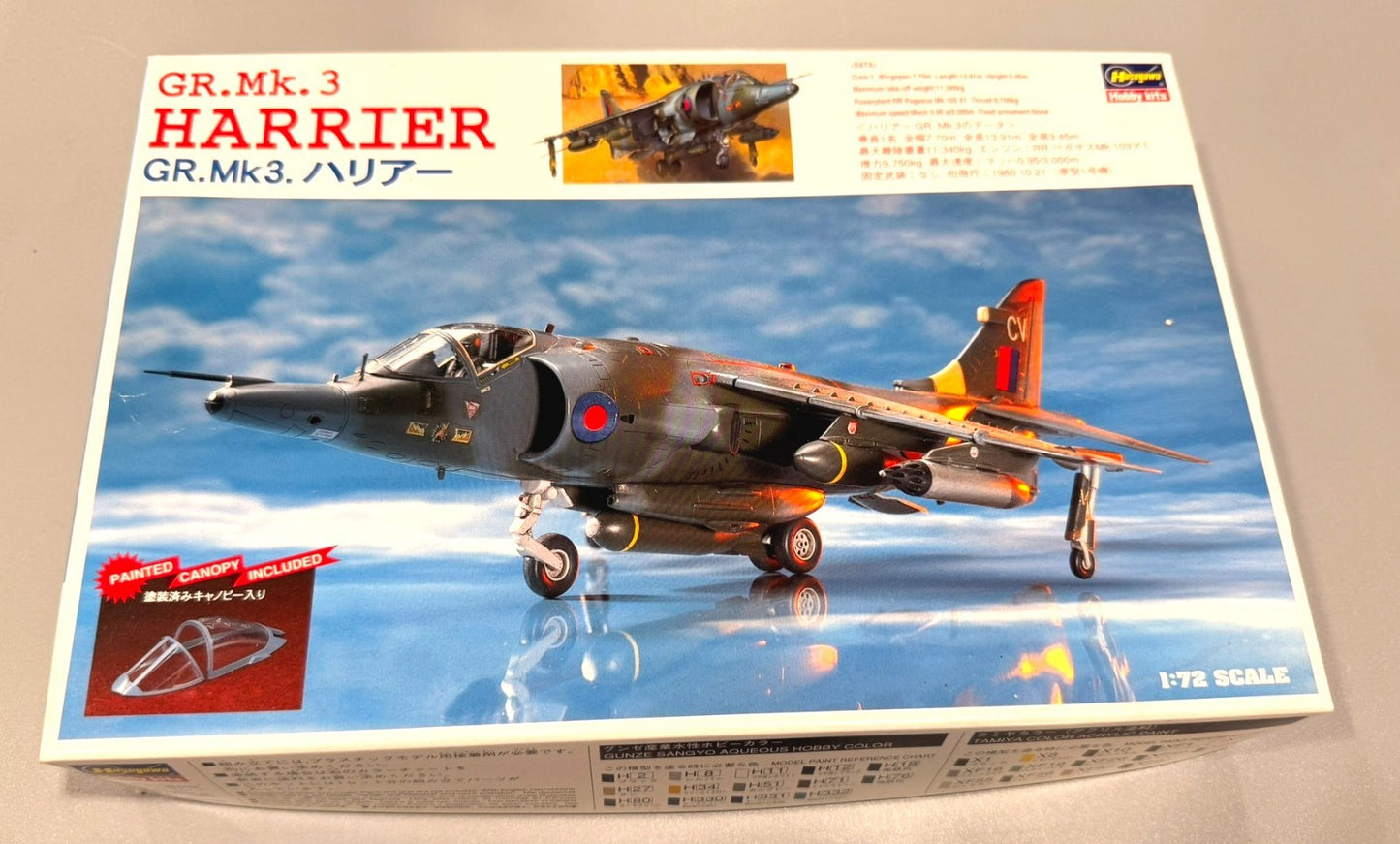 HASEGAWA. HARRIER GR.MK.3. 1/72 SCALE. KIT. SSS-300.