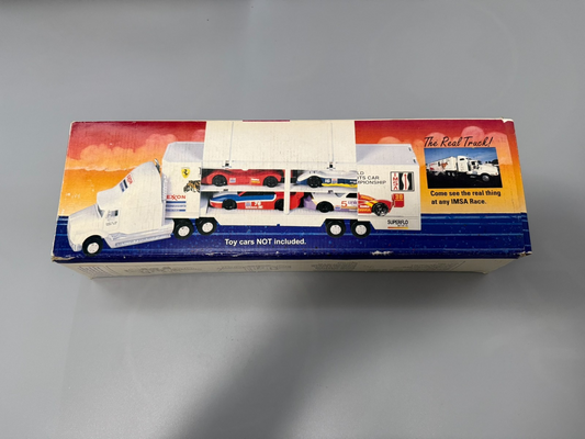 Exxon 1995 Race Car Carrier Truck w/ Cars 4th Series IMSA Ferrari Set