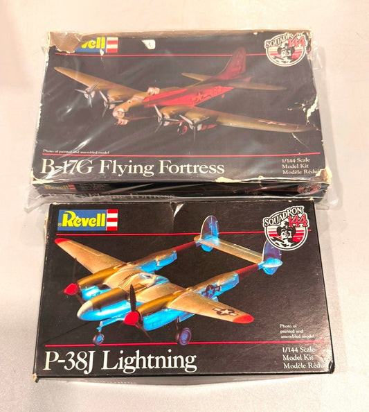 Revell 1/144 B-17G Flying Fortress & P-38J Lightning WWII Model Kits Lot 2