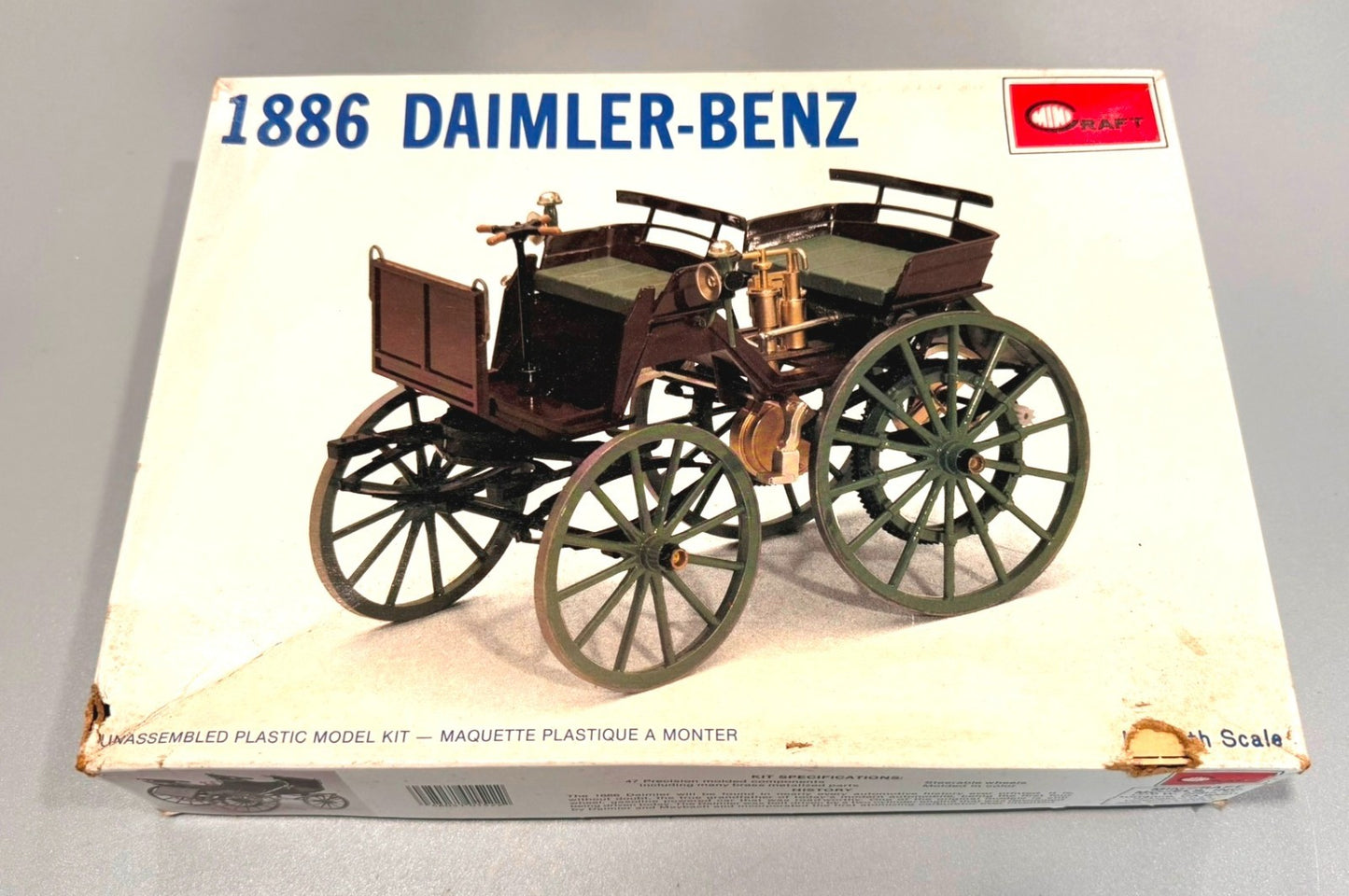 MINICRAFT. 1886 DAIMLER-BENZ. FATHER OF THE MERCEDES-BENZ. 1/16. MODEL KIT 1522.