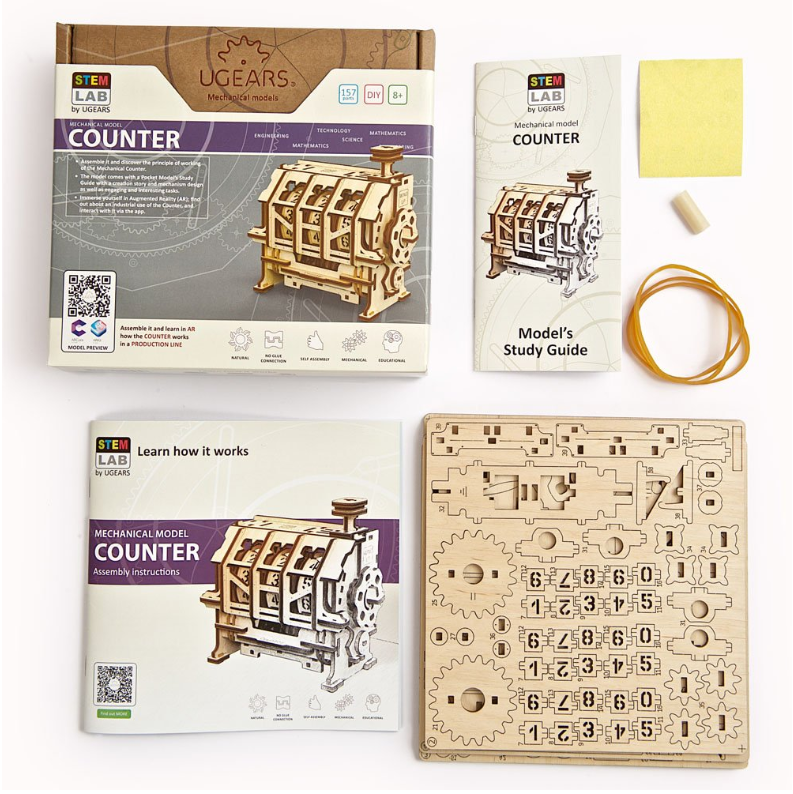 UGears STEM Lab Counter Wooden 3D Puzzle, Model 70130