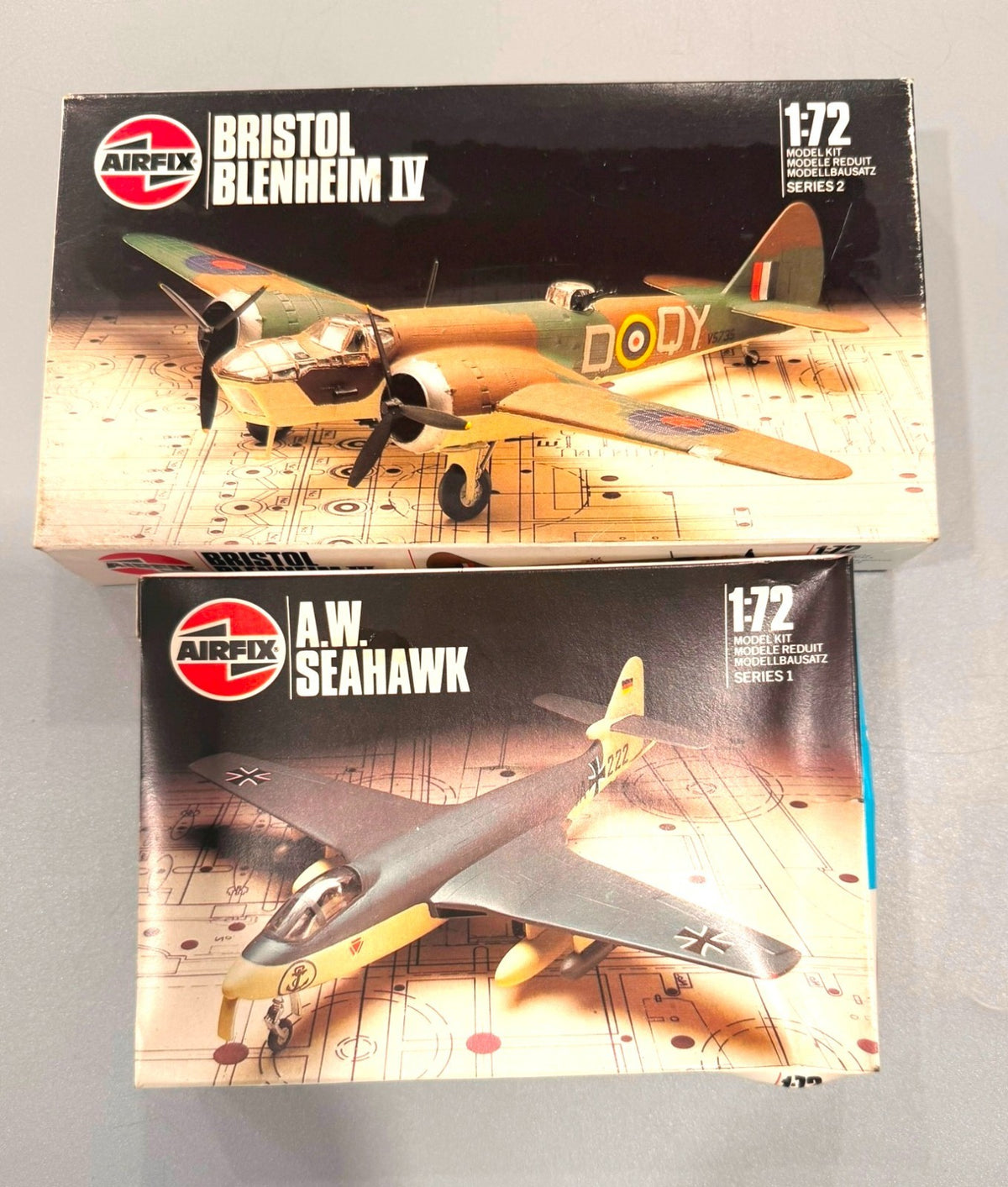 Airfix 1/72 Bristol Blenheim IV & A.W. Seahawk Aircraft Model Kits Lot of 2