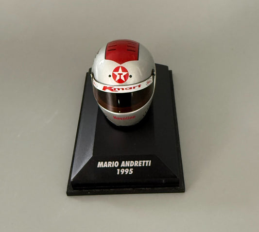 Paul's Model Art Minichamps Mario Andretti 1995 Kmart Texaco Havoline Helmet 1:8 Scale Display