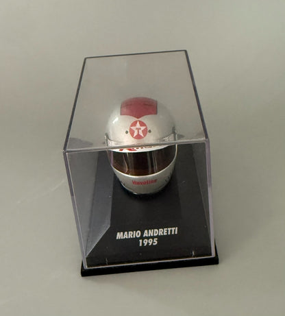 Paul's Model Art Minichamps Mario Andretti 1995 Kmart Texaco Havoline Helmet 1:8 Scale Display