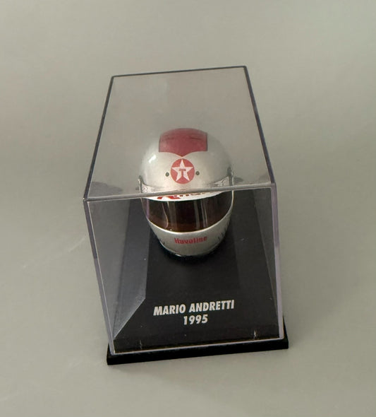 Paul's Model Art Minichamps Mario Andretti 1995 Kmart Texaco Havoline Helmet 1:8 Scale Display
