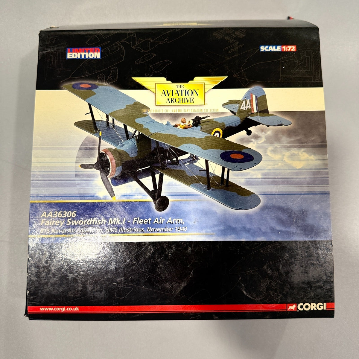 Corgi AA36306 Fairey Swordfish Mk I 815 NAS HMS Illustrious 1:72 Diecast
