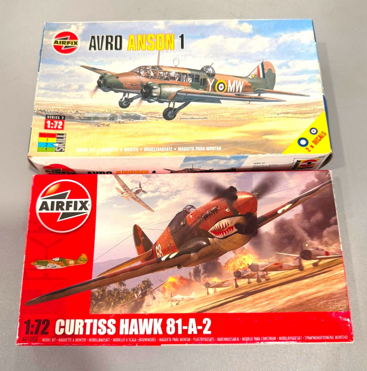 Airfix 1/72 Avro Anson I & Curtiss Hawk 81-A-2 WWII Aircraft Model Kits Lot of 2