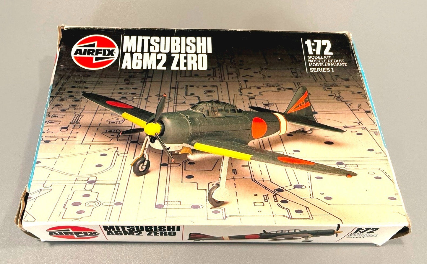 AIRFIX. MITSUBISHI A6M2 ZERO. 1/72 SCALE. MODEL KIT. SERIES 1. 01028.