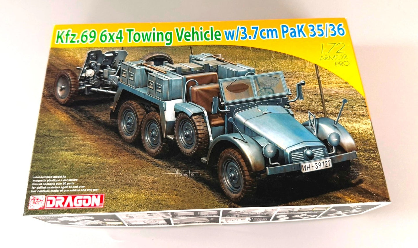 Dragon 7419 Kfz.69 6x4 Towing Vehicle w/3.7cm Pak 35/36 1/72 Scale Model Kit