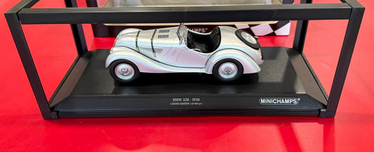 MINICHAMPS. BMW 328 - 1936 SILVER.  1/18 SCALE.