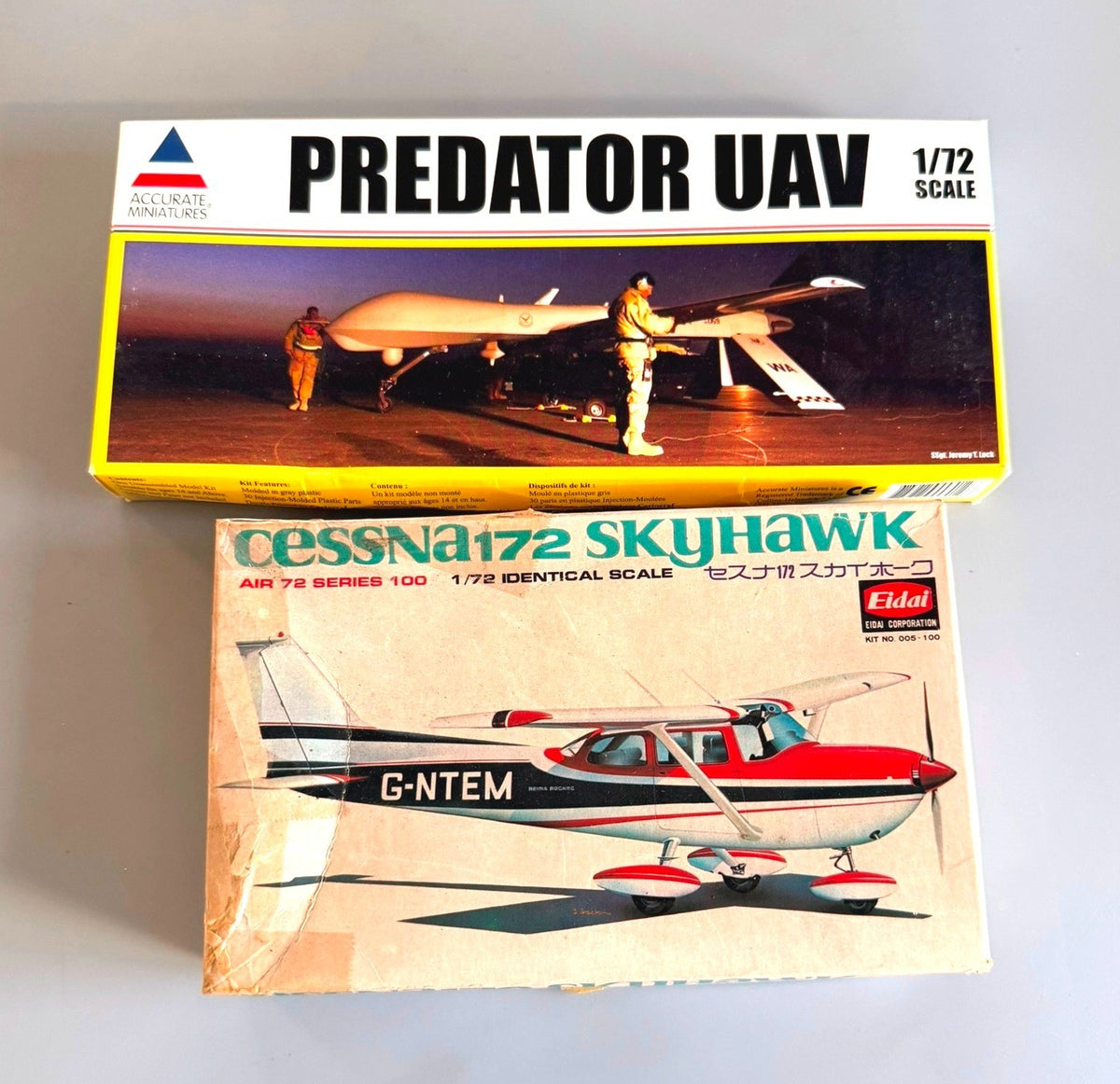 Lot of 2 Vintage Aircraft Model Kits 1:72 Scale Predator UAV Cessna 172 Skyhawk