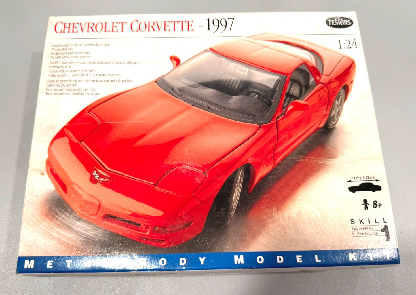 Testors 1997 Chevrolet Corvette 1/24 Scale Model Kit #184 Partially Built