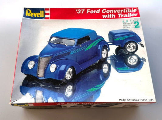Revell '37 Ford Convertible with Trailer 1/24 Scale Model Kit 7245