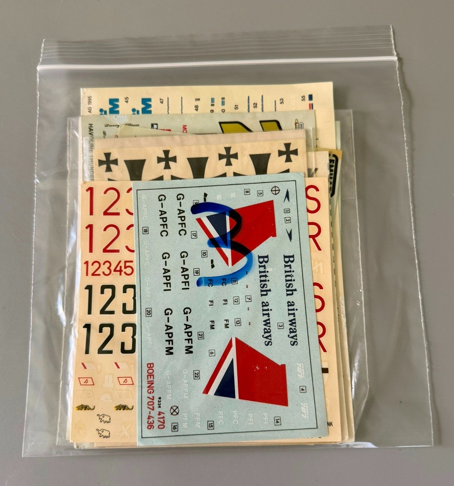 Vintage Plastic Model Kit Decal Sheets Lot of 10 Assorted. #3