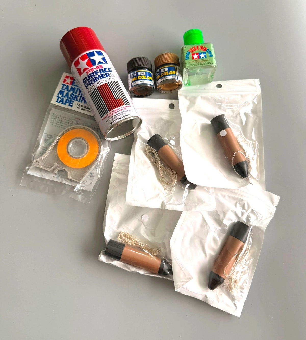 Tamiya Mr Color Model Paint Supplies Lot Primer Thinner Paint Masking Tape LEDs