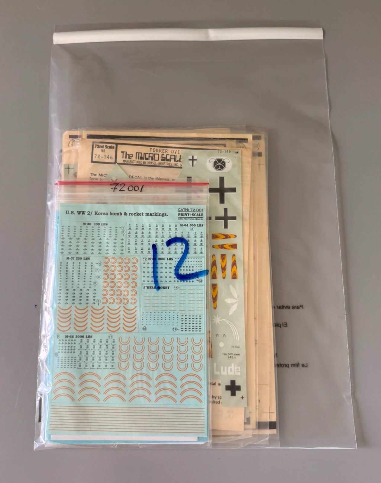 Vintage Plastic Model Kit Decal Sheets Lot of 10 Assorted. #12