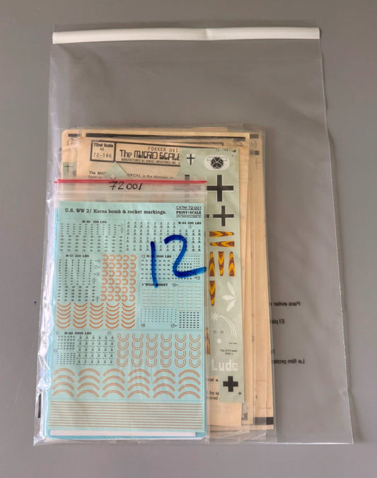 Vintage Plastic Model Kit Decal Sheets Lot of 10 Assorted. #12