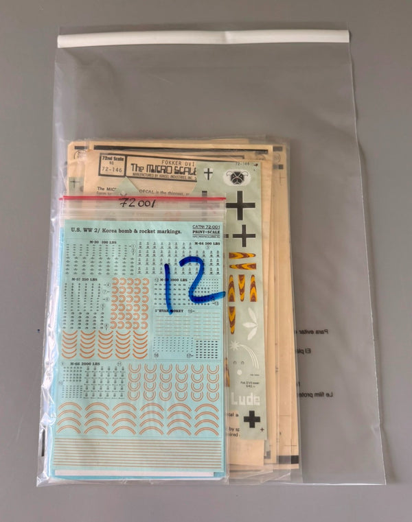 Vintage Plastic Model Kit Decal Sheets Lot of 10 Assorted. #12