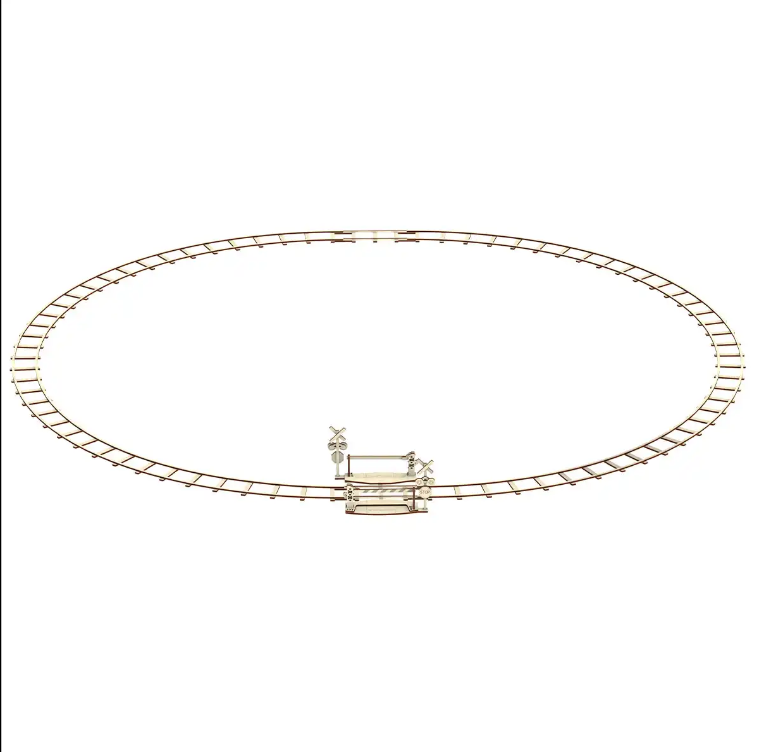 Wooden City 3D Wooden Train Puzzle Round Railway + Crossing