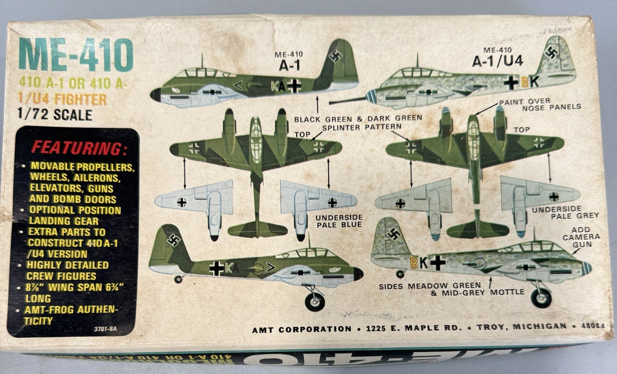 AMT Frog 3701 Messerschmitt Me 410 A-1 A-1/U4 1:72 Scale Vintage Model Kit