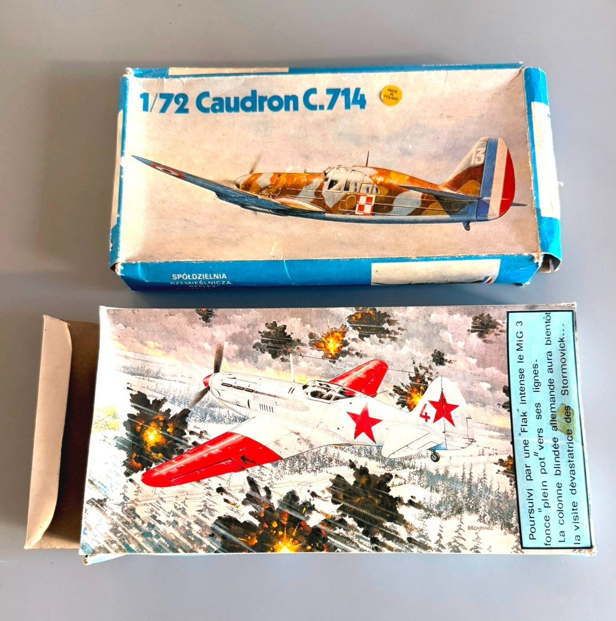 Lot of 2 Vintage Military Aircraft Model Kits Caudron C.714 MiG-3 1/72 Scale