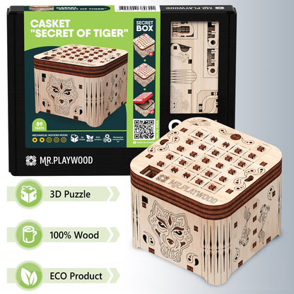 Mr.Playwood Casket Secret of Tiger Mechanical Wooden Model
