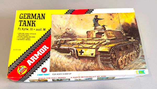 AHM KITS German Tank Pz.Kpfw. III Ausf. M Model Kit K553 1974 Vintage