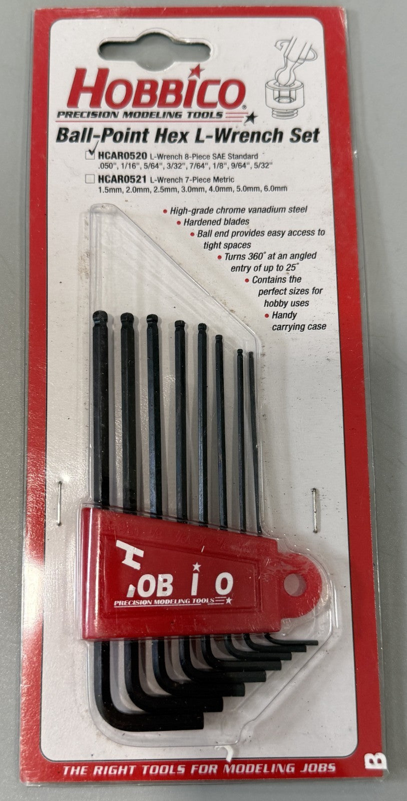Hobbico HCAR0520 Ball Point Hex L-Wrench Set 8-Piece SAE RC Modeling Tool