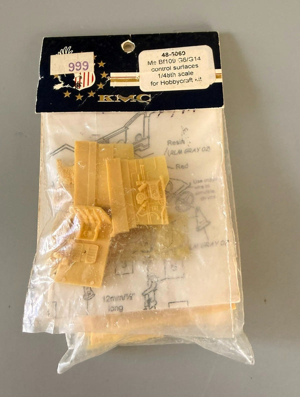 KMC 1/48 Messerschmitt Bf 109 G-6/G-14 Resin Control Surfaces Set 48-5069.