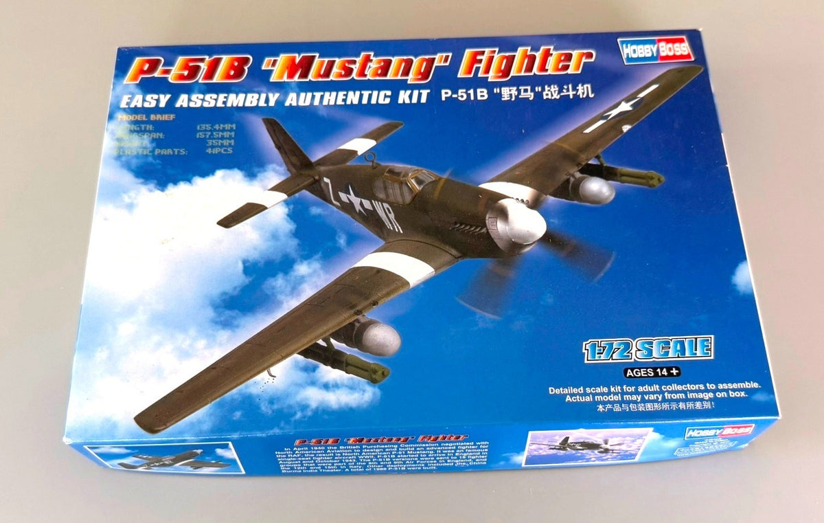 HobbyBoss P-51B Mustang Fighter 1/72 Easy Assembly Model Kit 80242