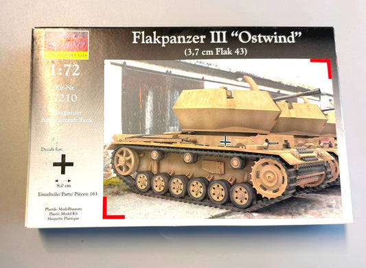 MACO 7210 Flakpanzer III Ostwind 3.7cm Flak 43 1/72 Scale Plastic Model Kit WWII