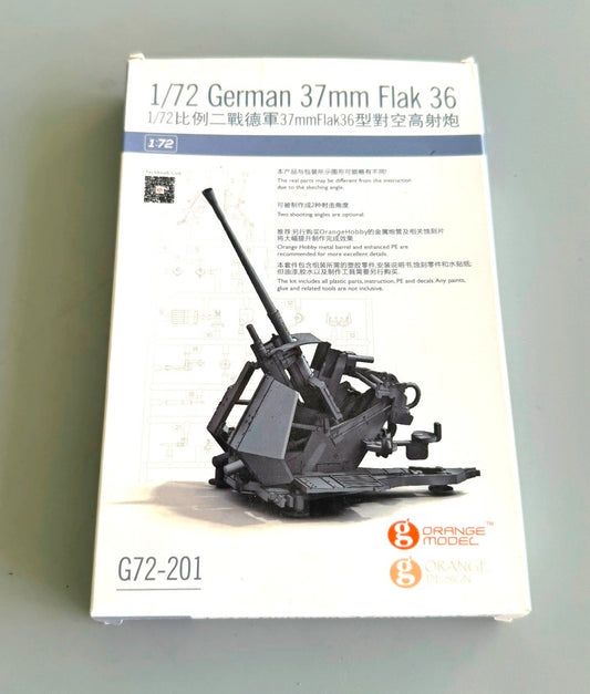 ORANGE MODEL. G72-201. GERMAN 37MM FLAK 36. 1/72 SCALE