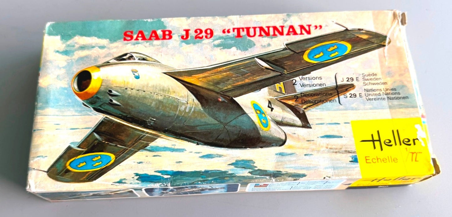 Heller Saab J29 Tunnan 1/72 Scale Aircraft Model Kit 260 Vintage