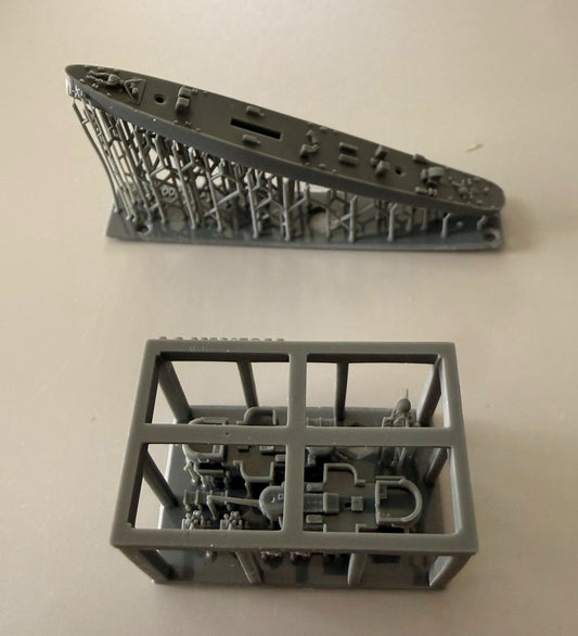 1/700 3D Printed Warship Model Detail Parts with Display Case.