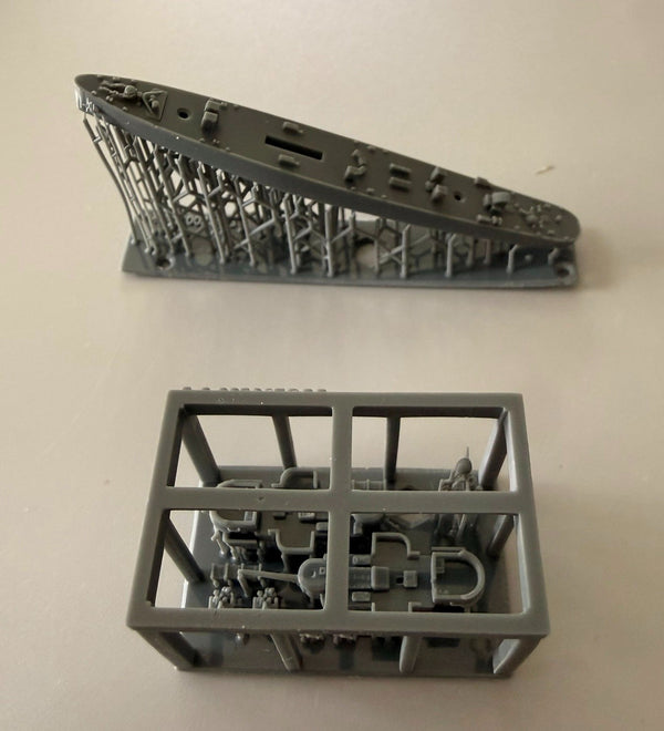 1/700 3D Printed Warship Model Detail Parts with Display Case.