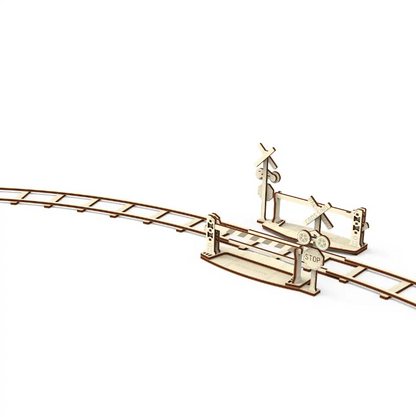 Wooden City 3D Wooden Train Puzzle Round Railway + Crossing