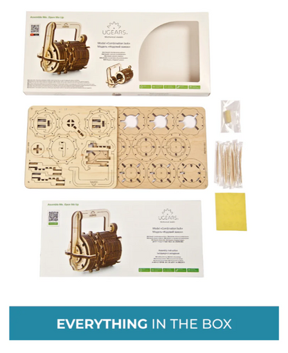 UGears Combination Lock Wooden 3D Puzzle, Model 70020