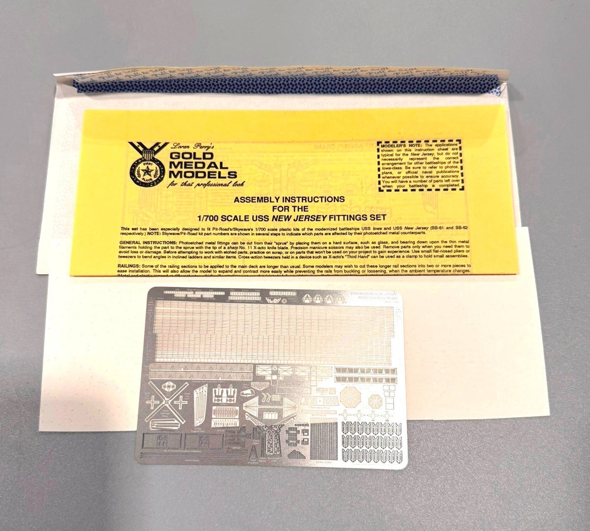 Gold Medal Models USS New Jersey BB-62 1:700 Photo Etch Detail Fittings Set