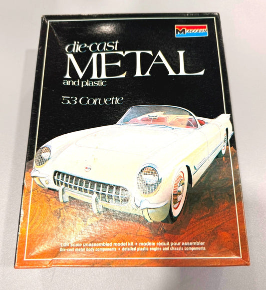MONOGRAM. DIE-CAST METAL AND PLASTIC. '53 CORVETTE. 1/24. MODEL KIT 6100.