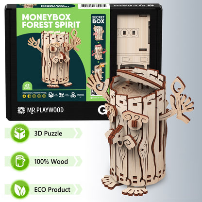 Mr.Playwood Forest Spirit "Moneybox" Mechanical Wooden Model