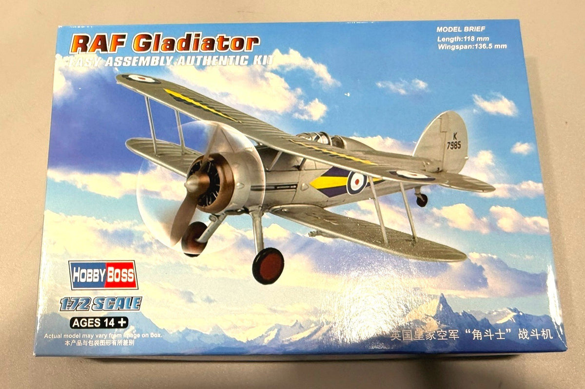 Hobby Boss 80289 RAF Gladiator 1/72 Scale Aircraft Model Kit WWII Biplane