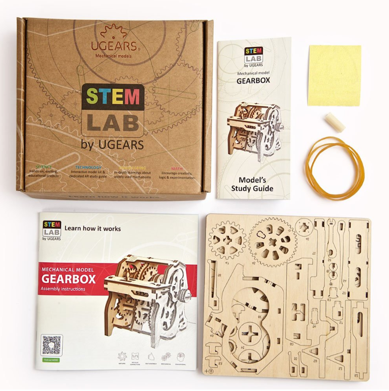 UGears STEM Lab Gearbox Wooden 3D Puzzle, Model 70131