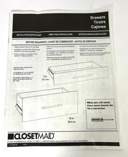 CLOSETMAID SYM DRAWER 25X10 MOD NAT GRAY