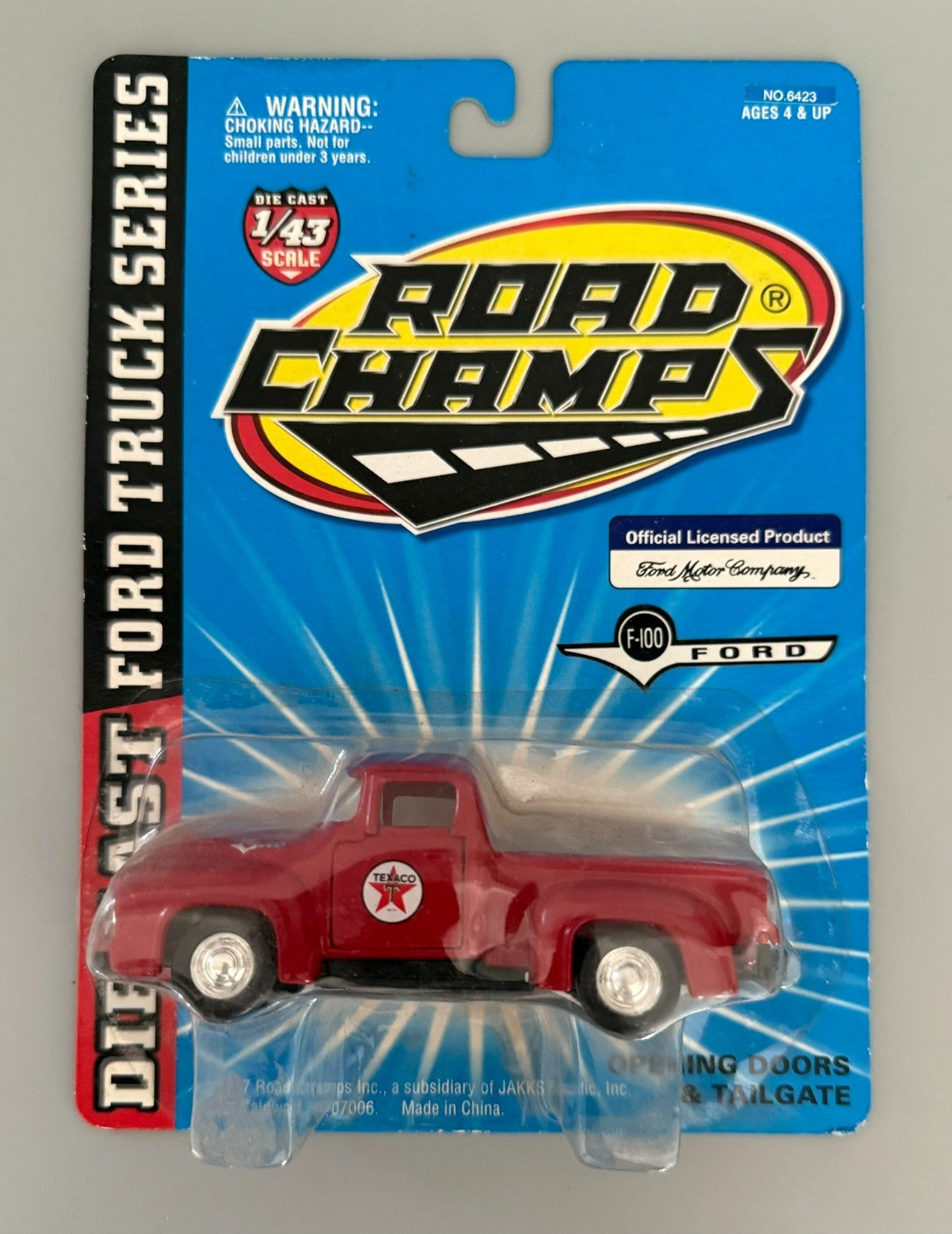 Road Champs Ford F-100 Texaco Pickup 1:43 Die-Cast Truck – Red – New on Card