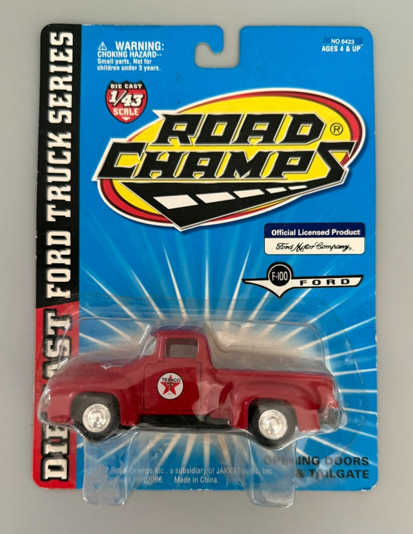 Road Champs Ford F-100 Texaco Pickup 1:43 Die-Cast Truck – Red – New on Card