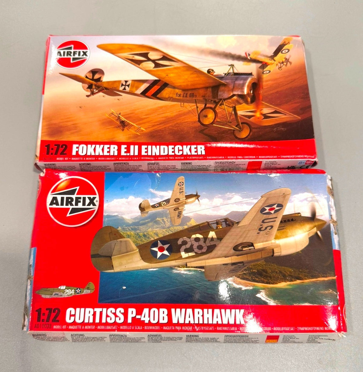 Airfix 1/72 Fokker E.II Eindecker WWI Curtiss P-40B Warhawk WWII lot of 2.