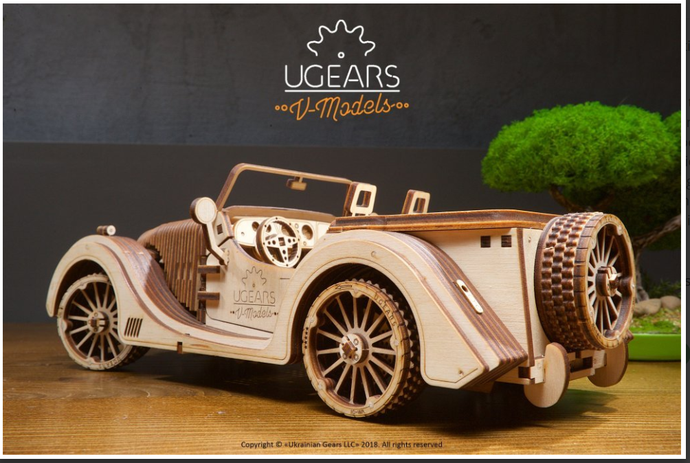 UGears Roadster VM-01 Wooden 3D Puzzle, Model 70052