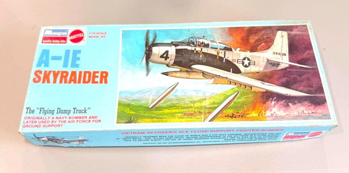 Monogram Mattel A-1E Skyraider 1/72 Scale Model Airplane Kit #6807